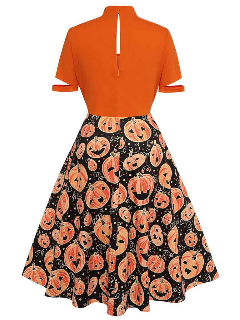 [Prévente] Robe trapèze citrouille d'Halloween orange des années 1950