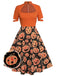 [Prévente] Robe trapèze citrouille d'Halloween orange des années 1950