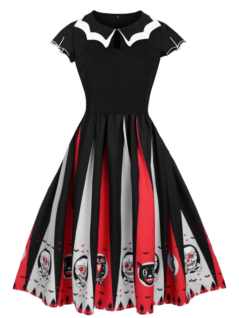 Robe trapèze en patchwork d'animaux d'Halloween des années 1950