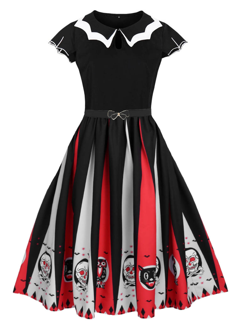 Robe trapèze en patchwork d'animaux d'Halloween des années 1950