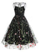 Robe trapèze sans manches en gaze à fleurs des années 1950