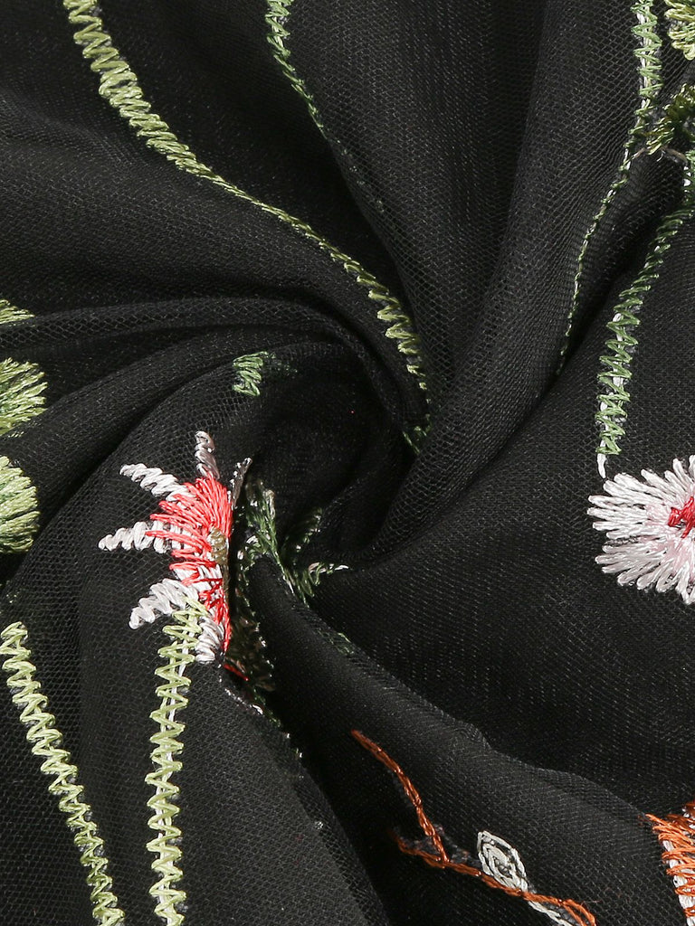 Robe trapèze sans manches en gaze à fleurs des années 1950