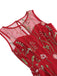 Robe trapèze sans manches en gaze à fleurs des années 1950