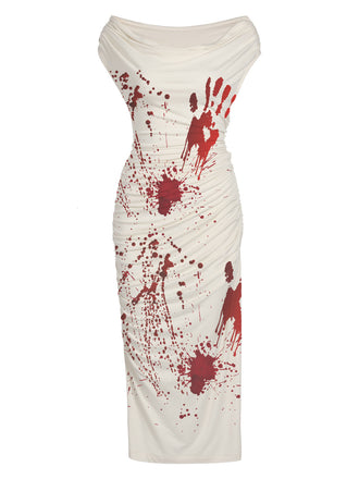 [Prévente] Robe crayon blanche d'Halloween des années 1960