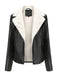 Veste en cuir à col polaire et revers crantés
