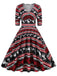 Robe de Noël patchwork à col en V des années 1950