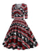 Robe de Noël patchwork à col en V des années 1950