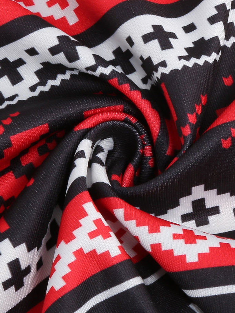 Robe de Noël patchwork à col en V des années 1950