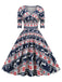 Robe de Noël patchwork à col en V des années 1950