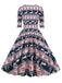 Robe de Noël patchwork à col en V des années 1950