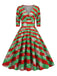 Robe de Noël patchwork à col en V des années 1950
