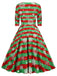 Robe de Noël patchwork à col en V des années 1950