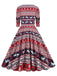 Robe de Noël patchwork à col en V des années 1950