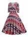 Robe de Noël patchwork à col en V des années 1950