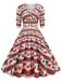 Robe de Noël patchwork à col en V des années 1950