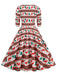 Robe de Noël patchwork à col en V des années 1950
