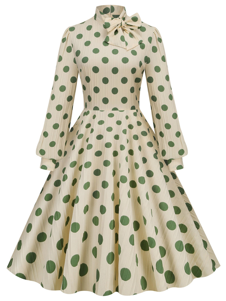 Robe trapèze Bowknot à pois des années 1950 Cocktail Chic