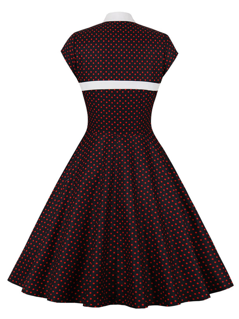 Robe à col cœur à pois des années 1950 Rockabily Cocktail