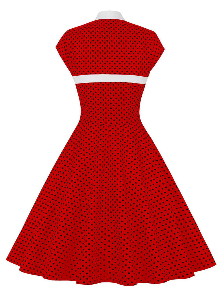 Robe à col cœur à pois des années 1950 Rockabily Cocktail