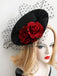 Bonnet en maille noir Retro 3D Roses