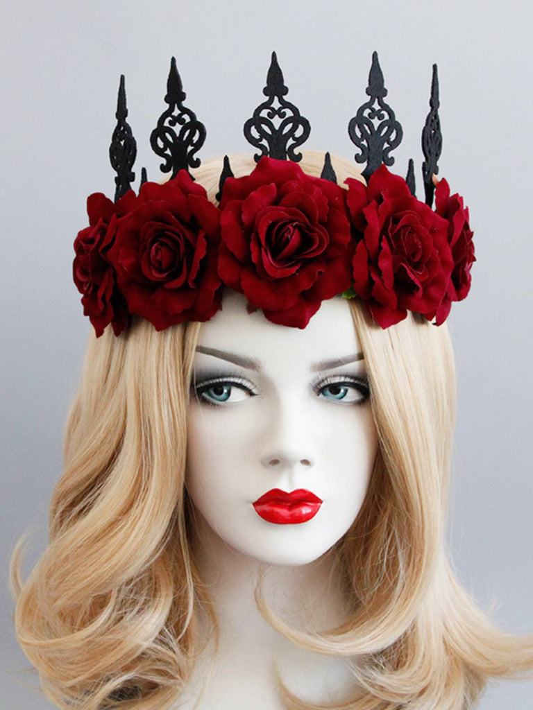 Bandeau Couronne de Roses Rouges d'Halloween