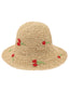 Chapeau de Soleil en Paille Beige Retro Rose