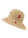 Chapeau de Soleil en Paille Beige Retro Rose