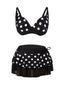 Maillot de Bain Noir à Pois avec Jupe