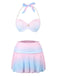 Maillot de Bain Rose Dégradé avec Jupe des années 1940