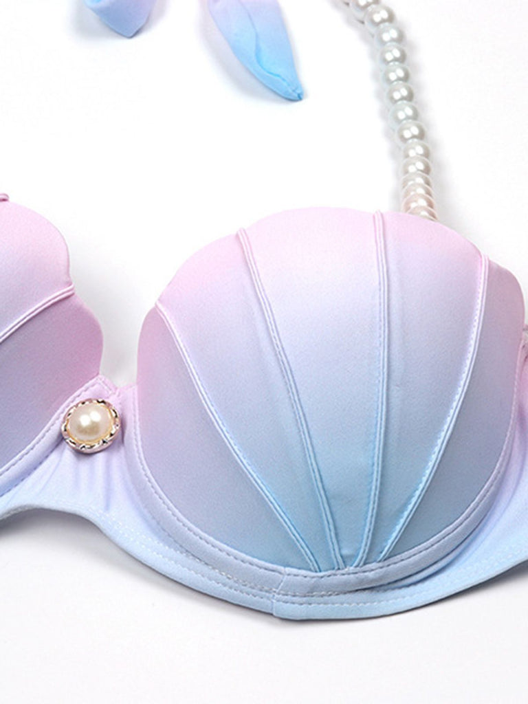 Maillot de Bain Rose Dégradé avec Jupe des années 1940
