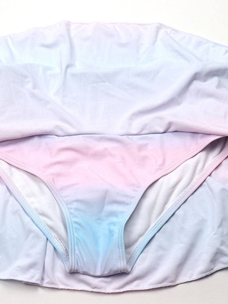 Maillot de Bain Rose Dégradé avec Jupe des années 1940