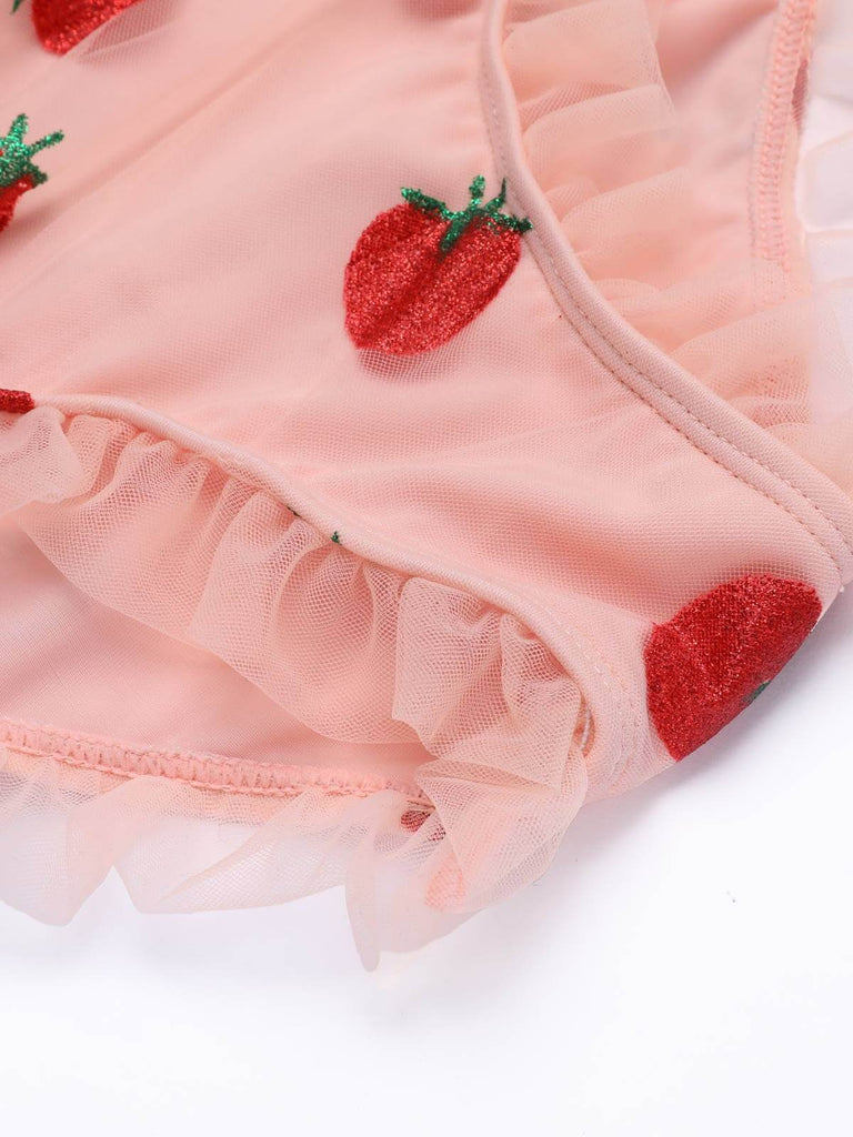 Ensemble Tankini Cami Fraise en Dentelle