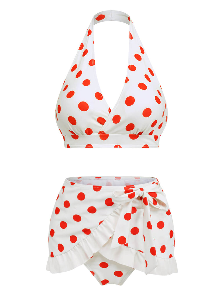 Ensemble bikini et tablier rétro à pois