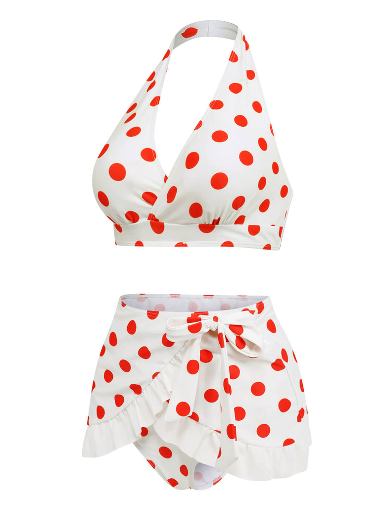 Ensemble bikini et tablier rétro à pois