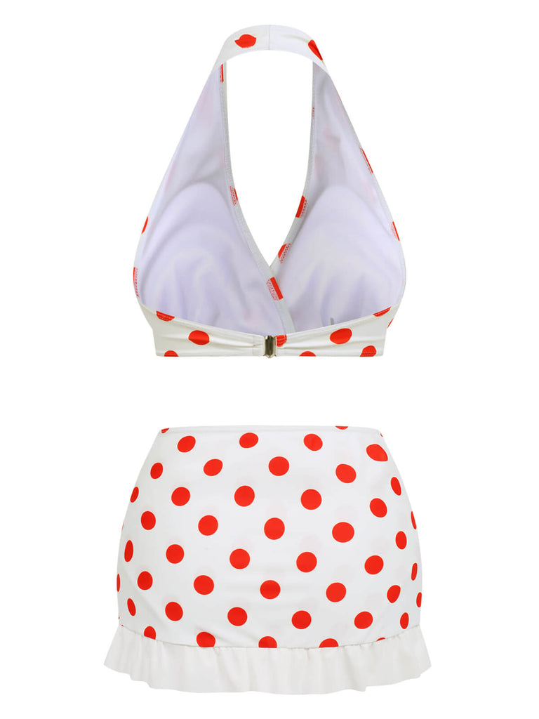 Ensemble bikini et tablier rétro à pois