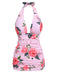 Maillot de bain rose 1930s Roses Col en V profond plongeant