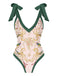 Maillot de bain et cache-maillot à fleurs à col en V des années 1950