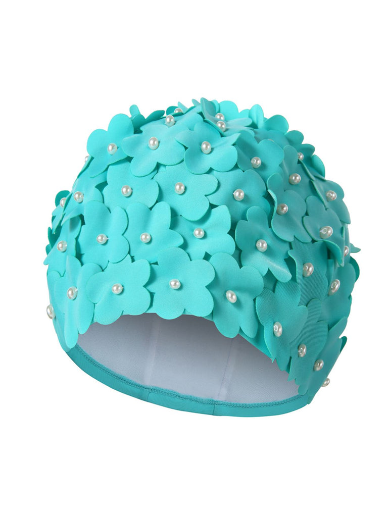 Bonnet de bain Vintage Fabriqué à la main perle fleurie