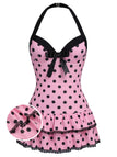 [Prévente] Maillot de bain crème pois nœud et dos nu années 40