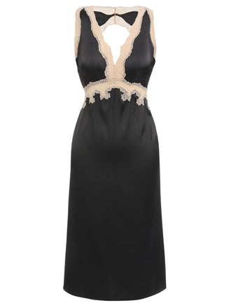 [Prévente] Chemises de nuit en satin à col en V et dos nu en dentelle des années 1950