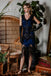 Robe Charleston Noir Cocktail Années 20 à Franges Paillettes Gatsby