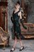 Robe Charleston Noir Cocktail Années 20 à Franges Paillettes Gatsby