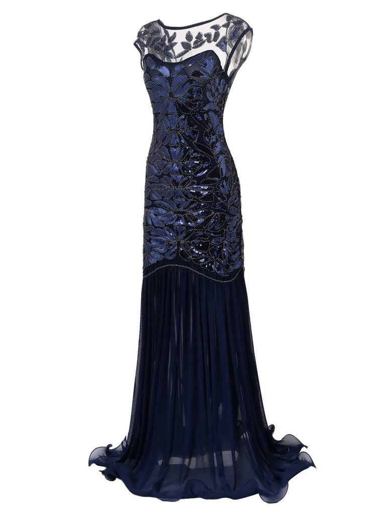 Robe Charleston Vintage Année 20 Gatsby Maxi à Paillettes Soirée Cocktail