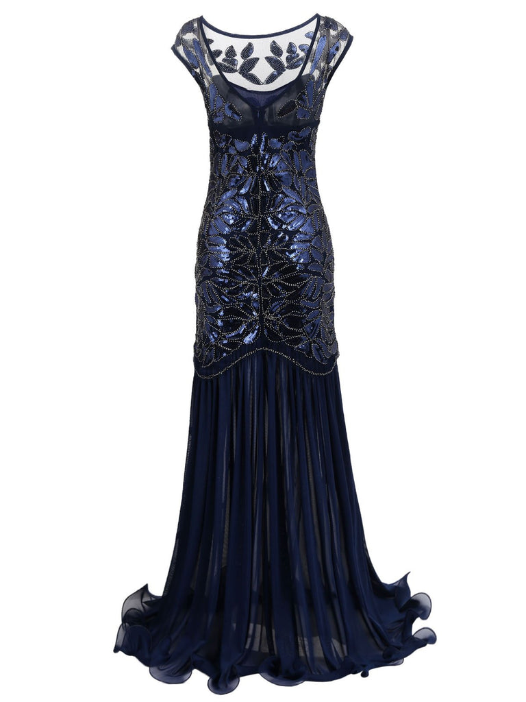 Robe Charleston Vintage Année 20 Gatsby Maxi à Paillettes Soirée Cocktail