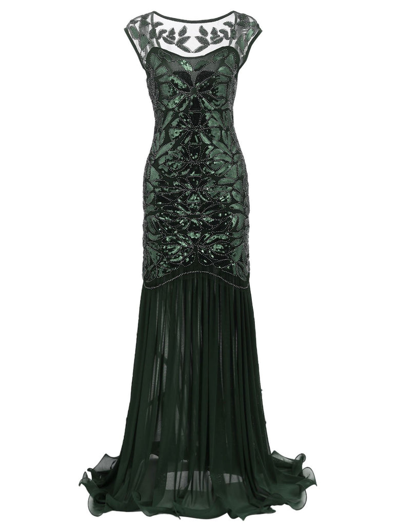 Robe Charleston Vintage Année 20 Gatsby Maxi à Paillettes Soirée