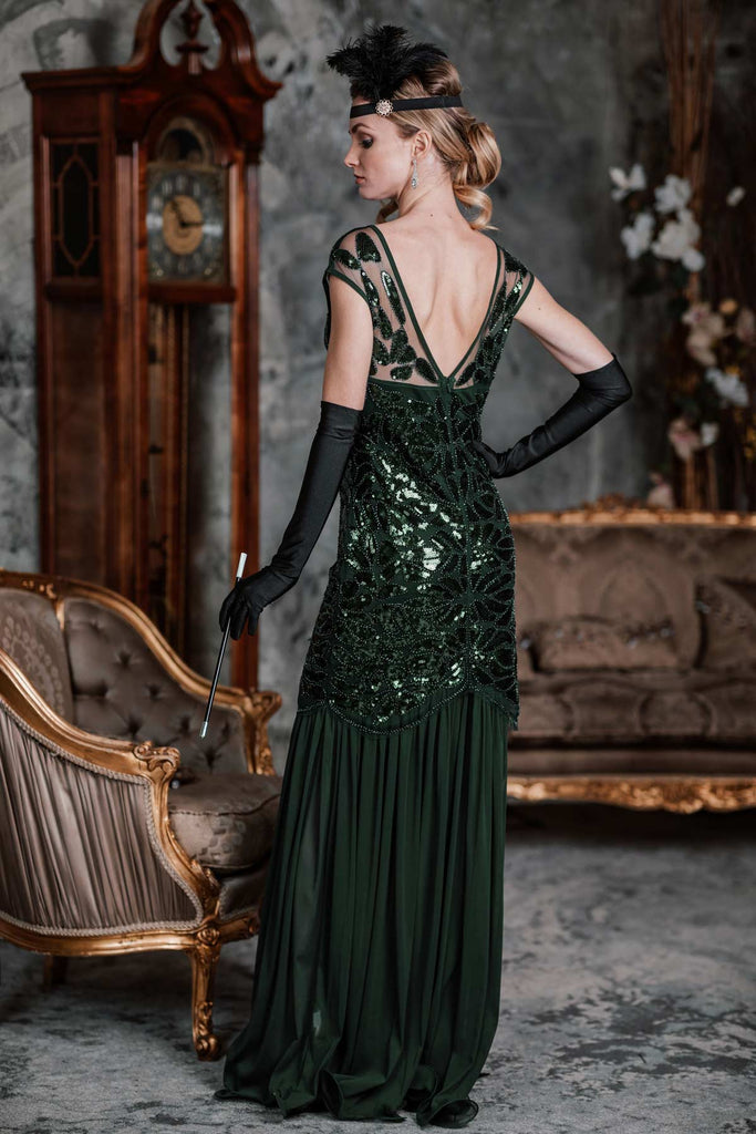 Robe Charleston Vintage Année 20 Gatsby Maxi à Paillettes Soirée