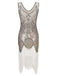 Robe Charleston Blanc Vintage Années 20 à Franges Paillettes Gatsby