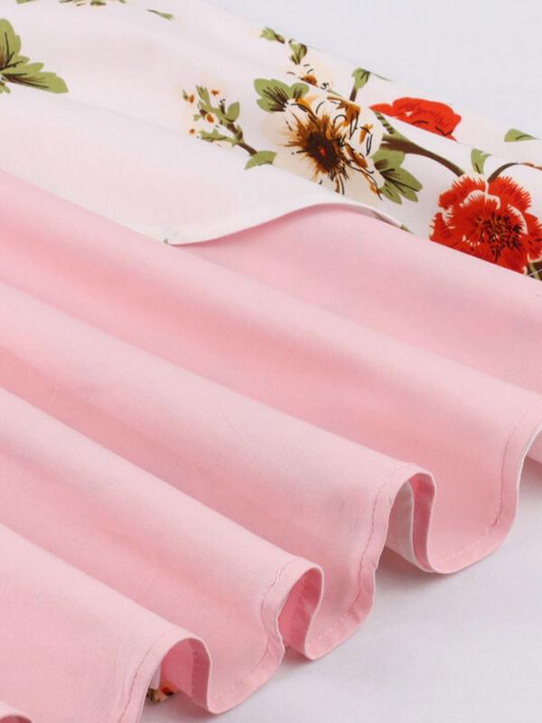 Robe Balançoire Année 50 Florale Rose à Licou