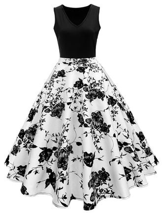 Robe Vintage Année 50 Trapèze Florale Soirée Cocktail Pin Up