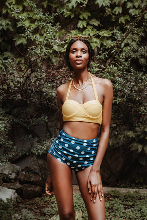 Femmes Maillot de Bain Pin Up Retro A Licou Taille Haute